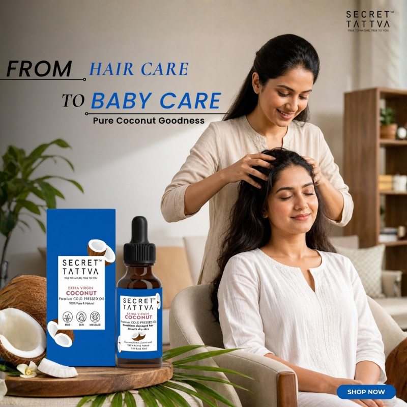Extra Virgin Coconut Oil for Dry Hair, Dry Skin, Baby Massage - SECRET TATTVA