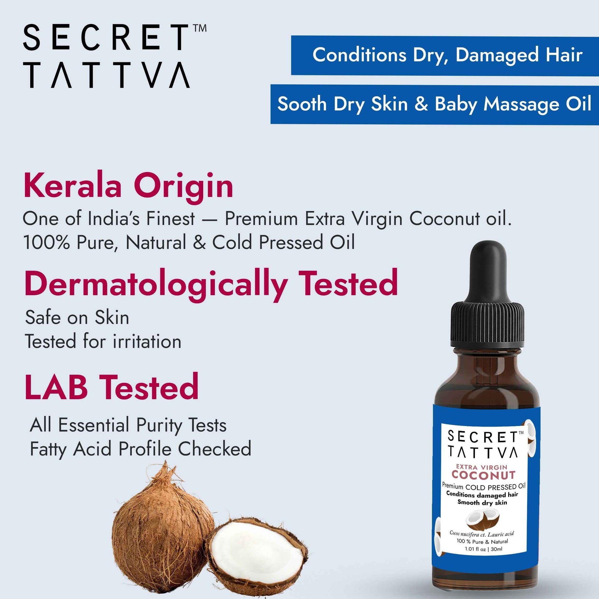 Extra Virgin Coconut Oil for Dry Hair, Dry Skin, Baby Massage