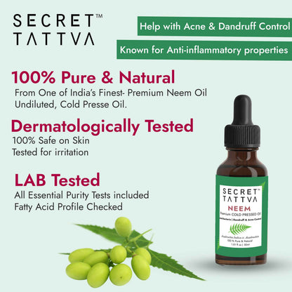 Neem Cold Pressed Oil for Acne & Dandruff