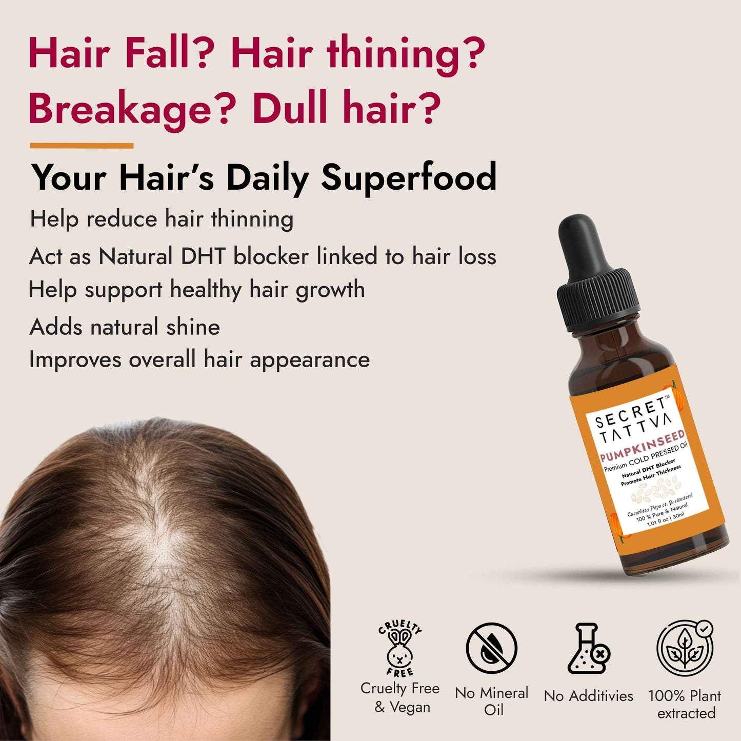 Pumpkinseed Oil for Hair Fall & Hair thinning