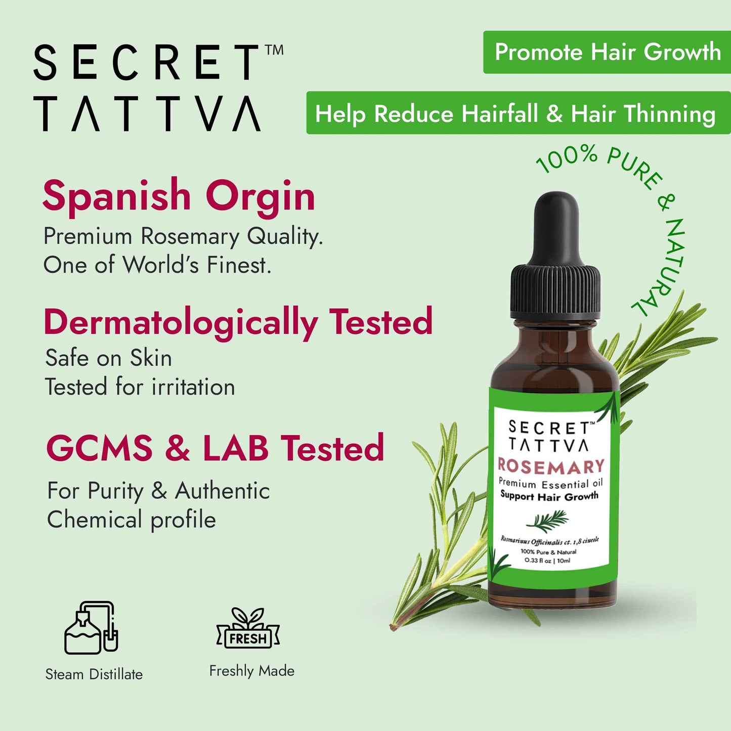 Rosemary Essential Oil - Hair Regrowth, Fall Control