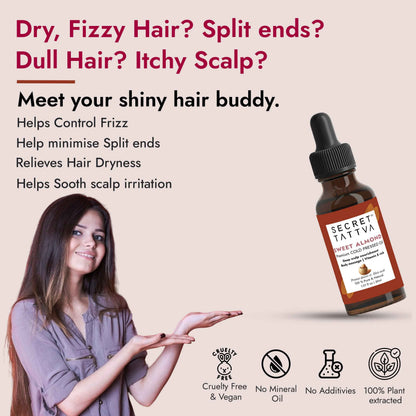 Sweet Almond for Hair Nourishment, Vitamin E rich, Fine lines