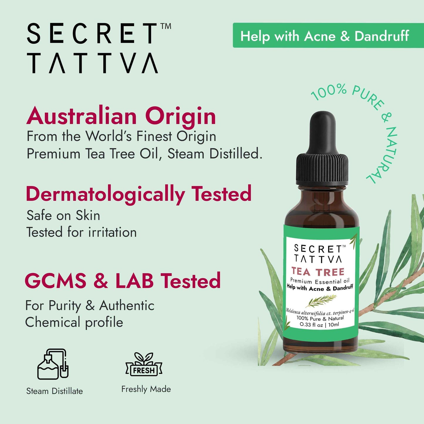 Tea Tree Oil for Acne & Dandruff